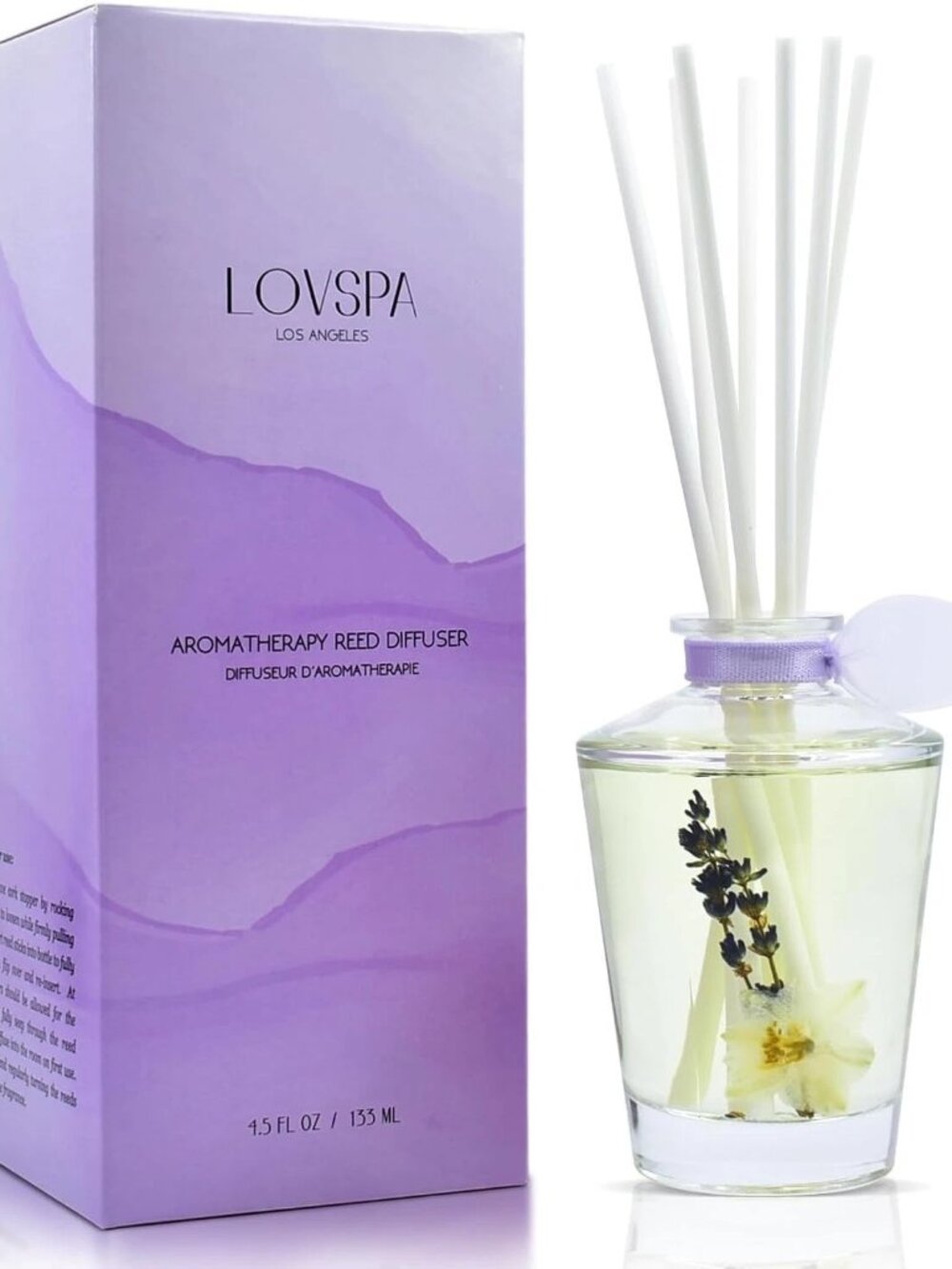 LOVSPA Lavender Vanilla Aromatherapy Reed Diffuser w/ Reeds 4.5 fl oz Bottle